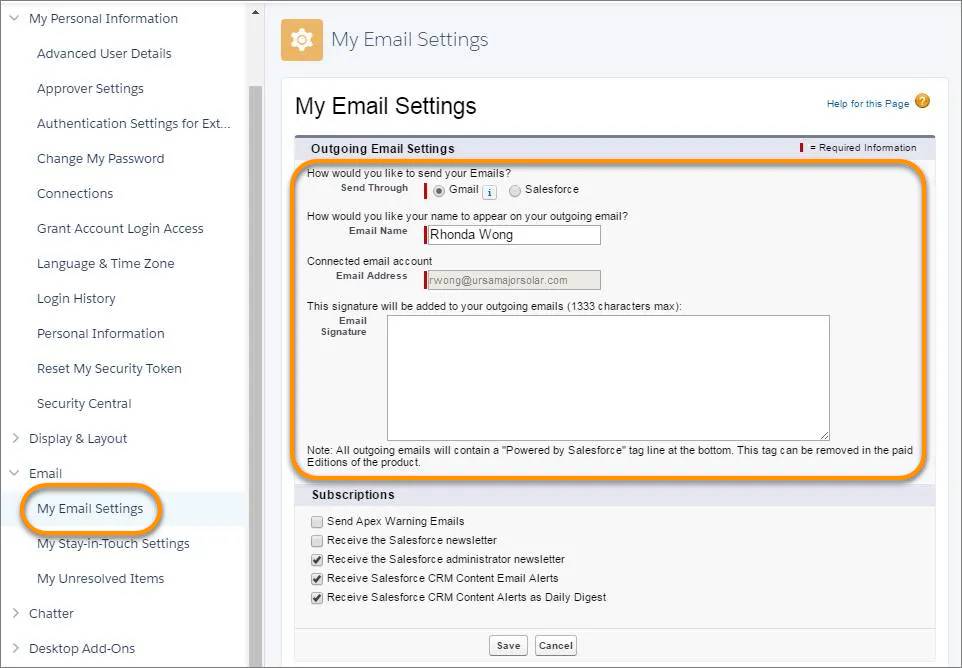 Meine E-Mail-Einstellungen
