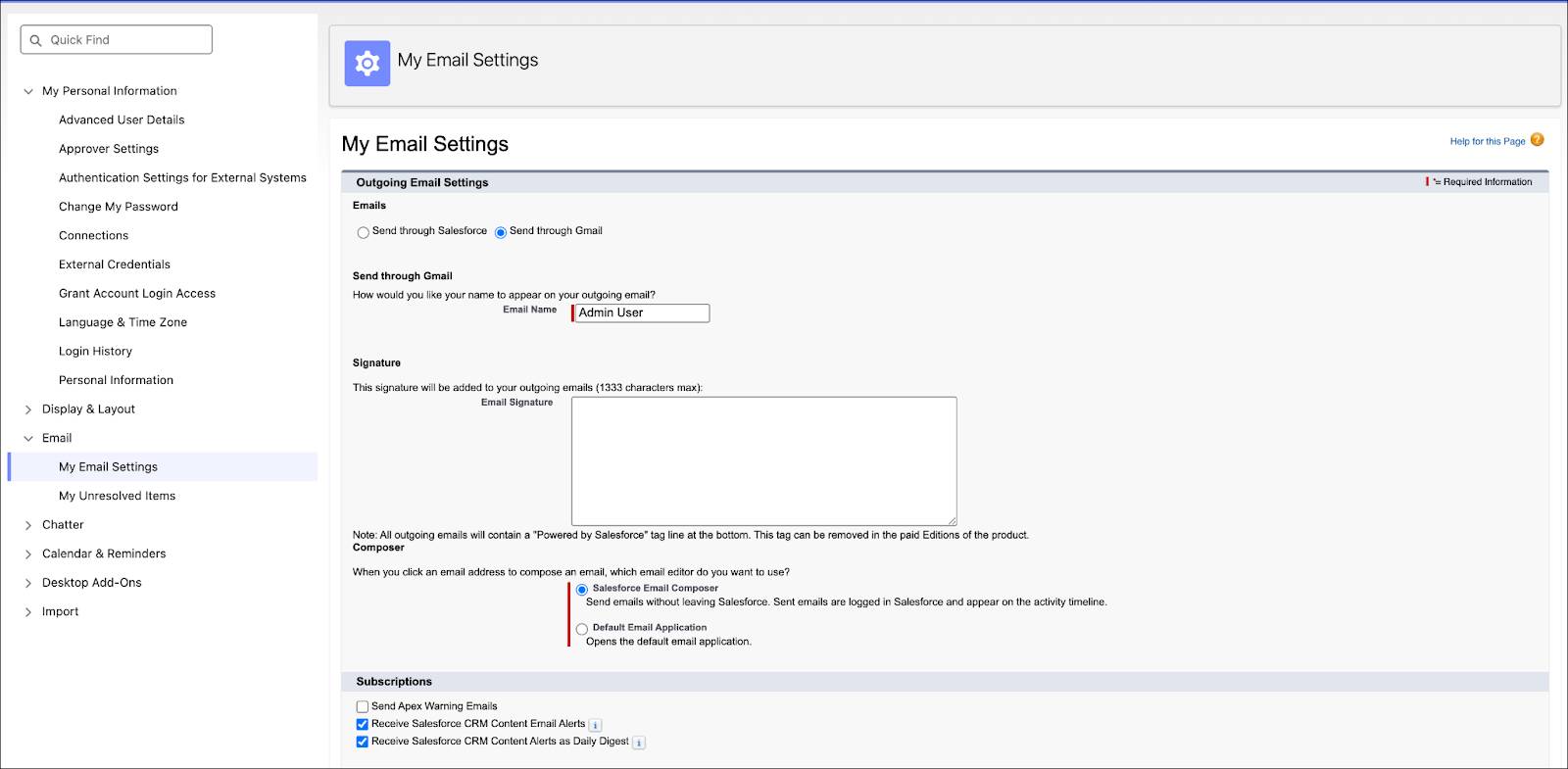 我的电子邮件设置