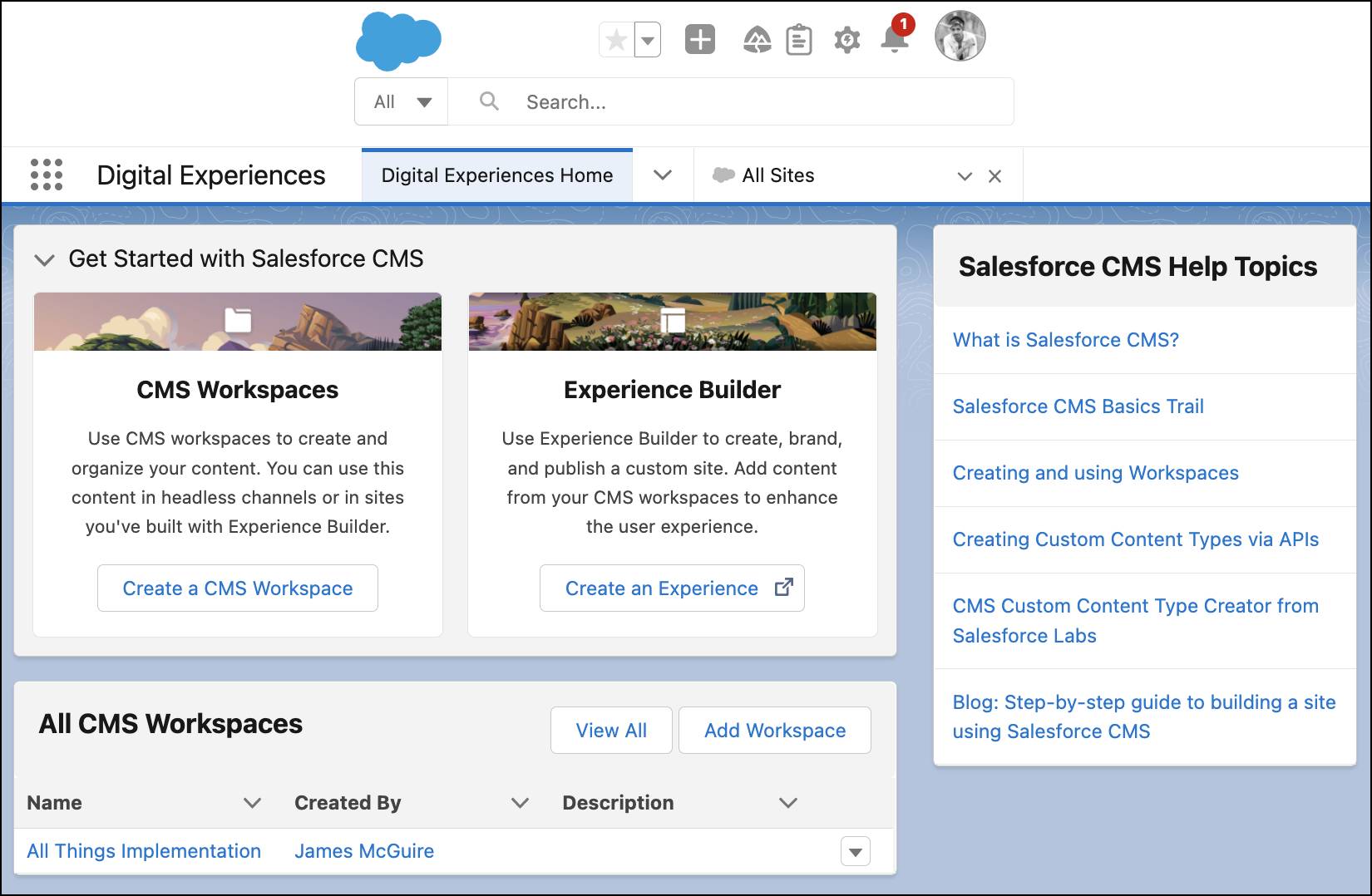 Unità Get Started with Salesforce CMS