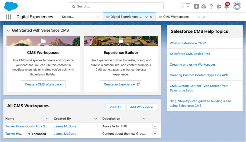 Accueil des Expériences numériques dans l’application Expériences numériques.