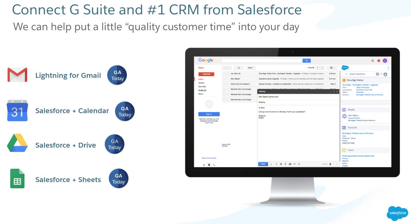 Connect G Suite and #1 CRM from Salesforce.