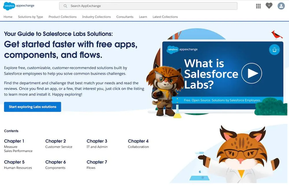 A view of the Salesforce Labs Solutions Guide.