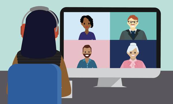 Imagen de un representante de ventas en una videoconferencia.