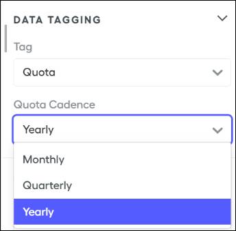 The data tagging options with the Yearly option highlighted.