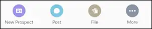 The New Prospect action in the Salesforce mobile app action bar
