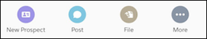 Azione New Prospect (Nuovo cliente potenziale) nella barra delle azioni dell'app mobile Salesforce
