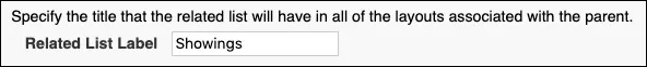 A screenshot of the related list label for the Property field
