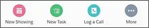 The New Showing action in the Salesforce mobile app action bar