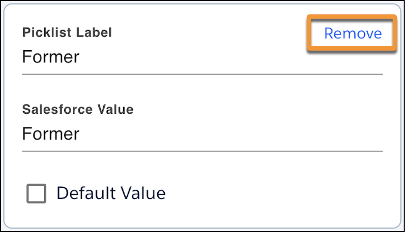 A picklist settings box