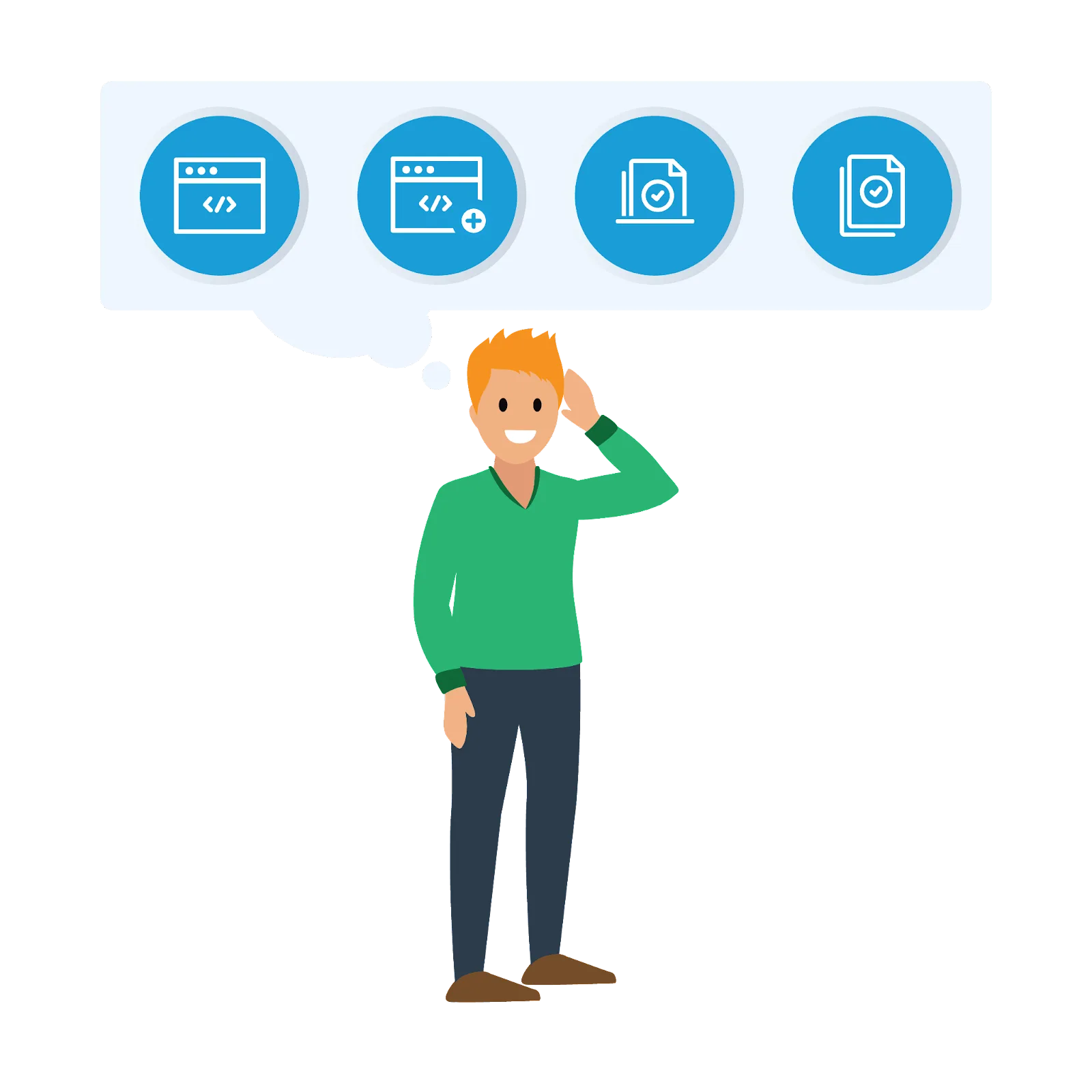 A developer thinking about the four types of Salesforce sandboxes.