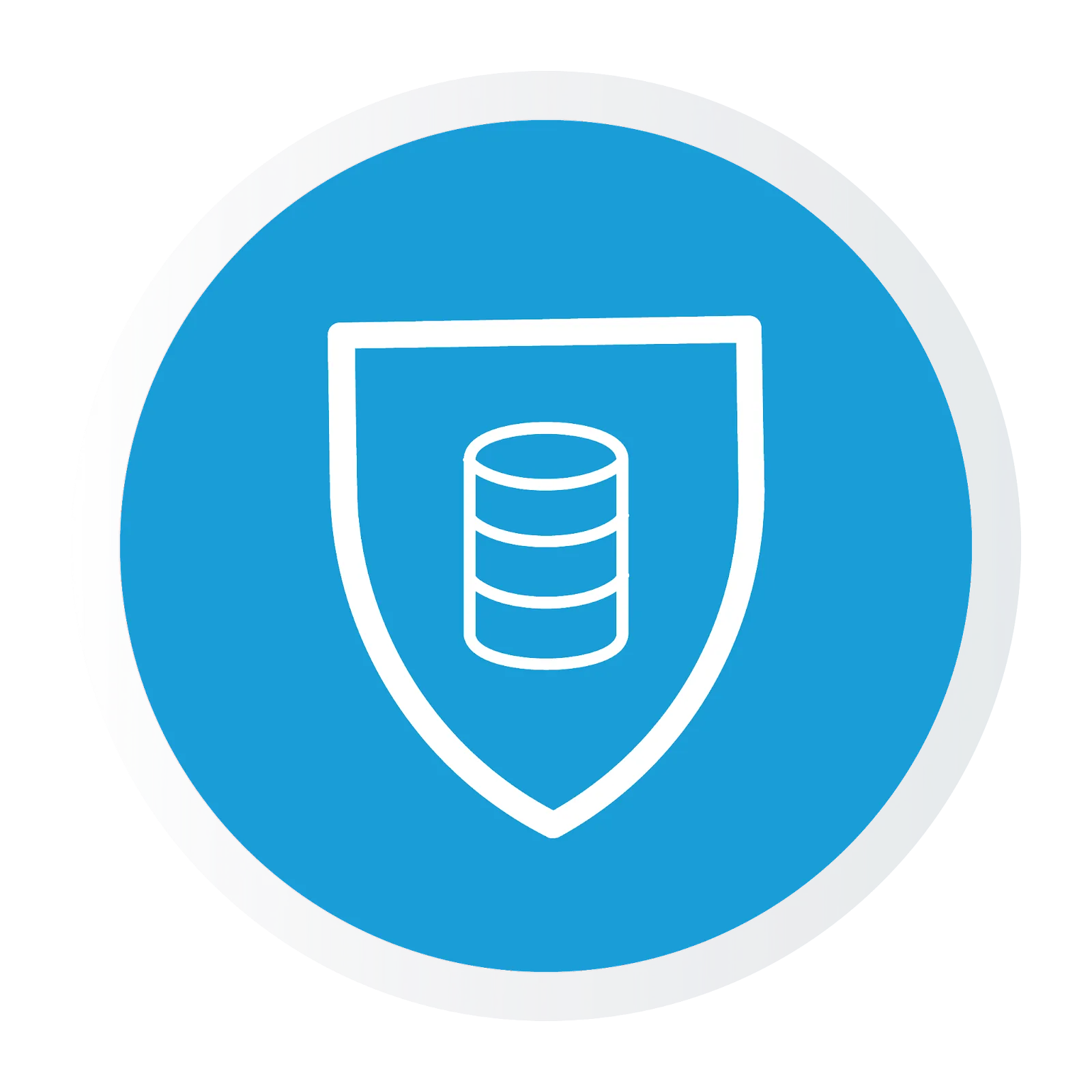 An icon of a data stack and a shield representing data confidentiality.