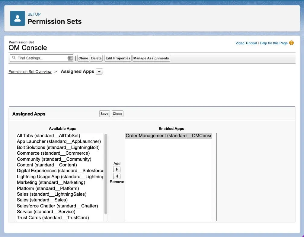 Configure permissions for Order Management.