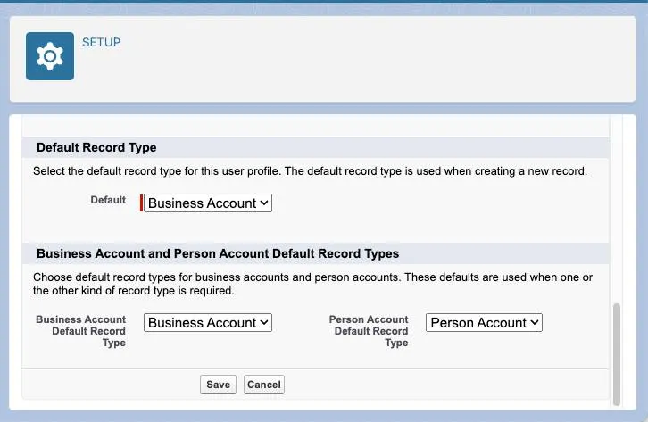 Establezca los tipos de registro predeterminados para utilizar cuentas personales y de negocio.