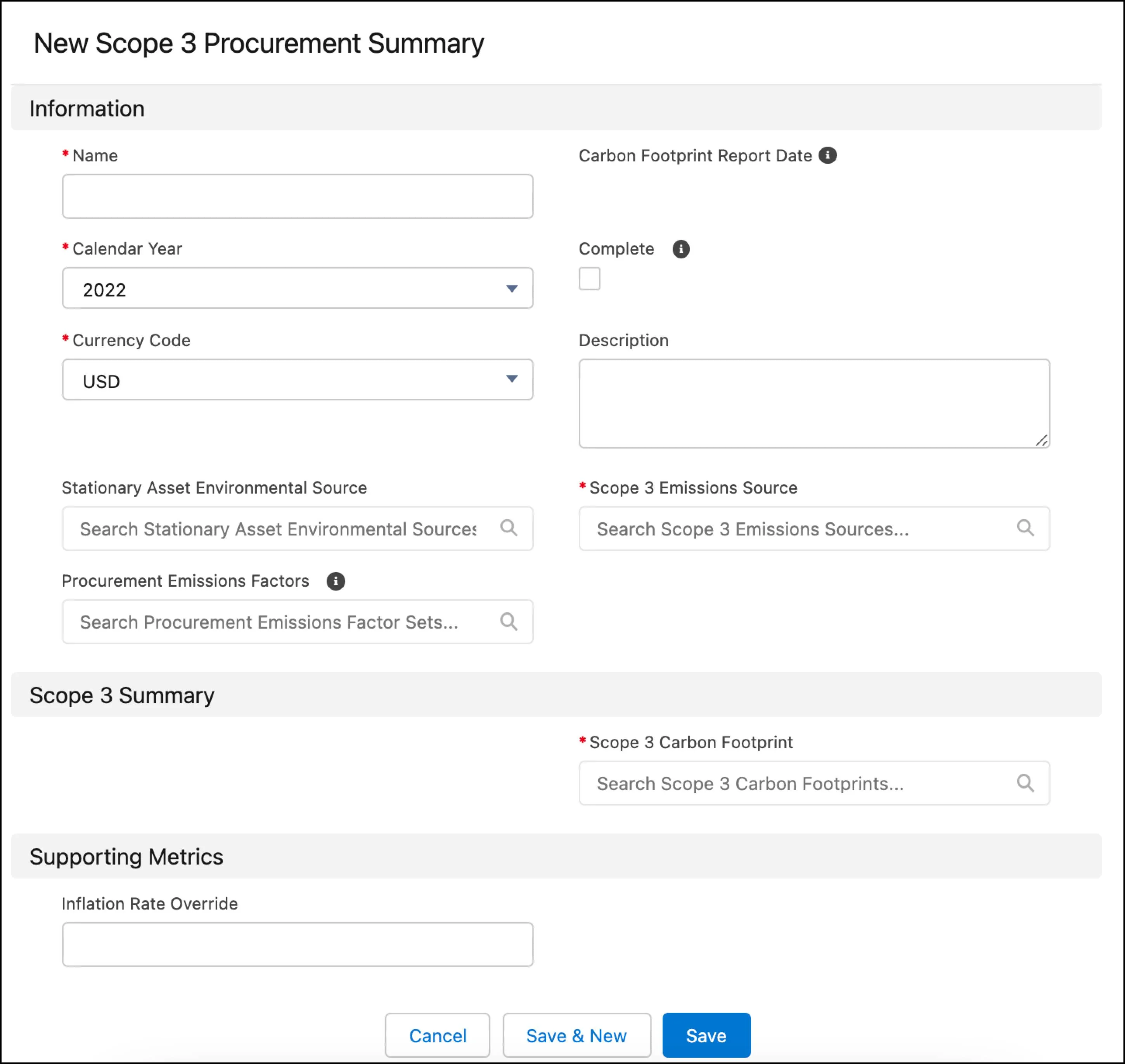 New Scope 3 Procurement Summary page