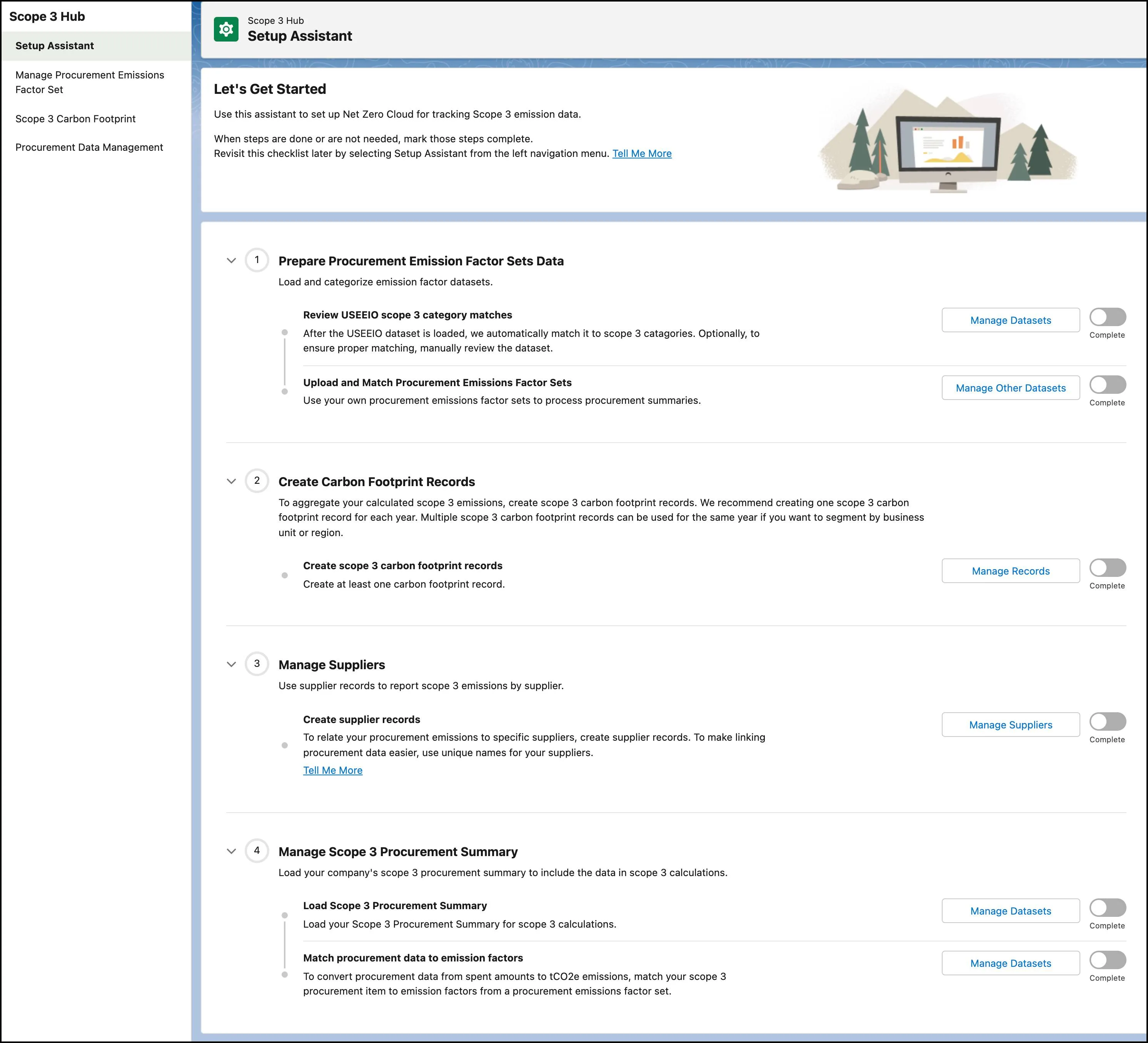 Setup Assistant in the Scope 3 Hub