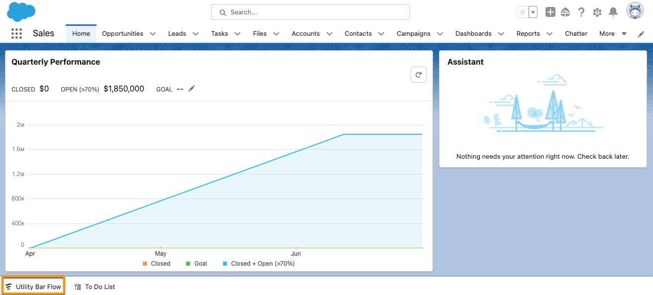 The utility bar on the home page includes Utility Bar Flow.