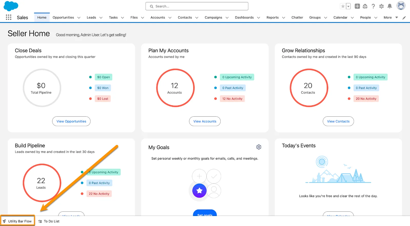 The utility bar on the home page includes Utility Bar Flow.