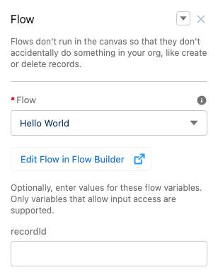 Setting properties for a Flow component in Experience Builder