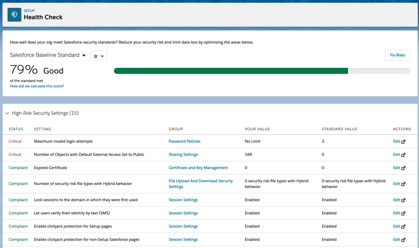 Screenshot of the Health Check user interface, showing a grade of 79% Good