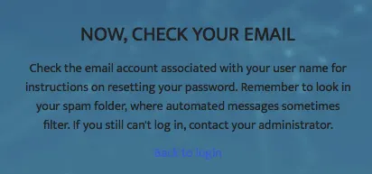 Message telling people to check their email.