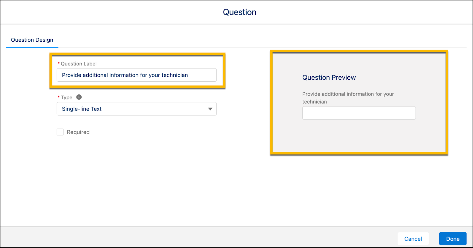 Service Catalog fulfillment question design.