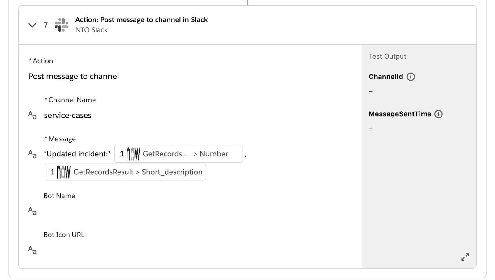 Tested flow showing no green check mark on step 7.