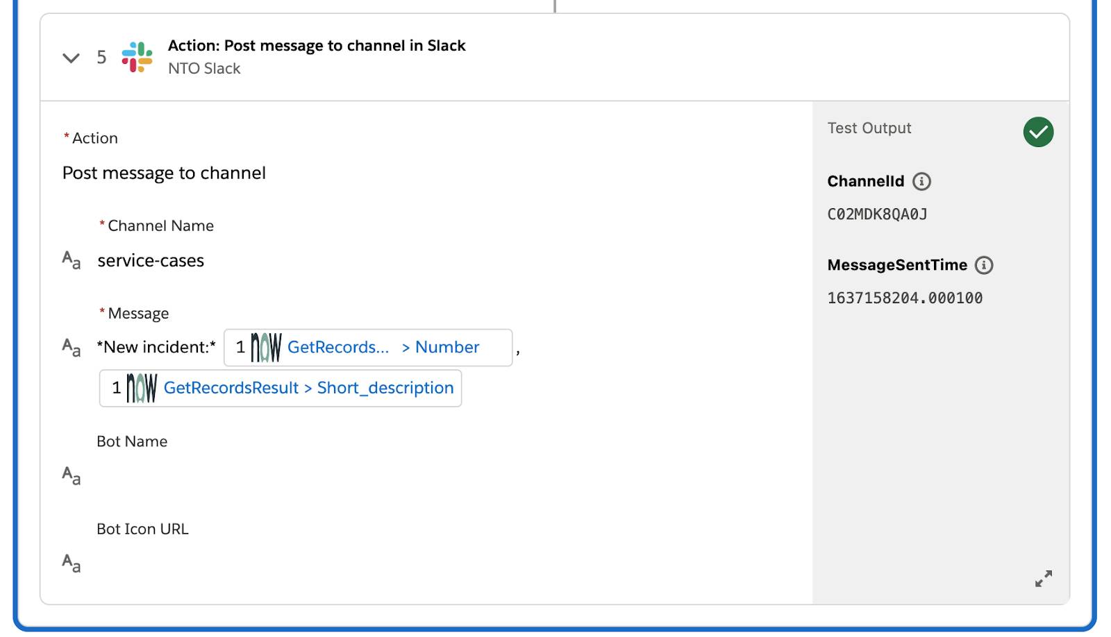 Tested flow showing a green check mark on step 5 in If branch.