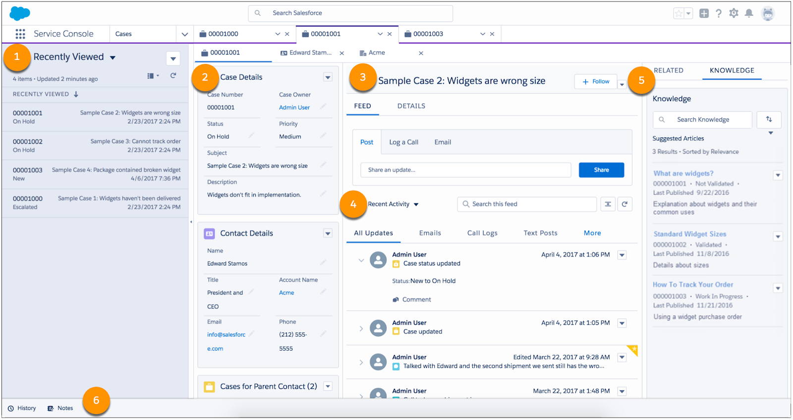 Service Cloud 音声の主要な機能を示しているコンソール。