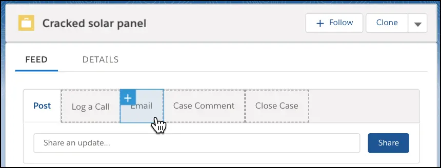 Case publisher in the Macro Builder, showing the Email action selected