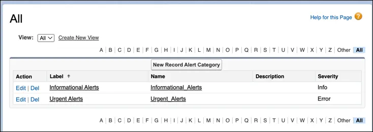 Two categories based on Record Alert severity.