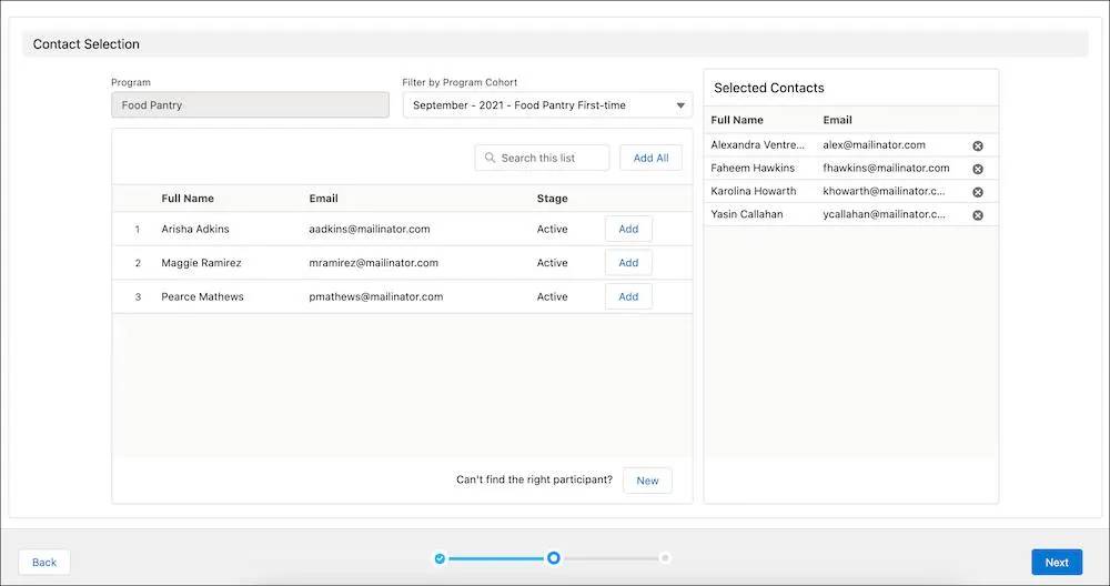 Contact Selection in Bulk Service Deliveries for a group