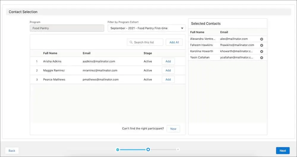 Contact Selection in Bulk Service Deliveries for a group