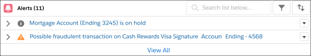Alert about a possible fraudulent transaction on a credit card.