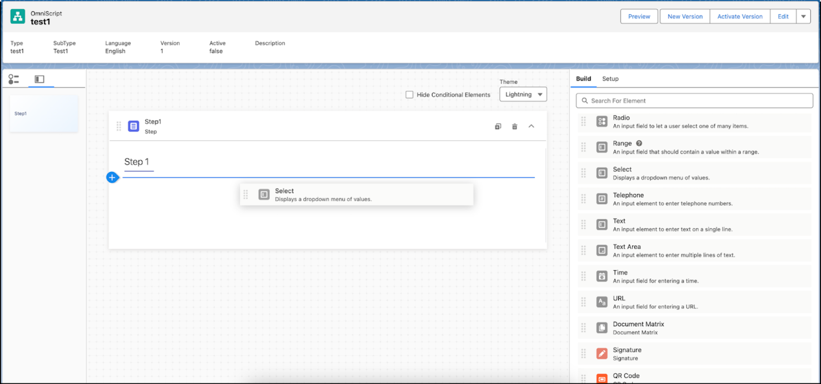 Dragging the required elements for the Cheque Details step.