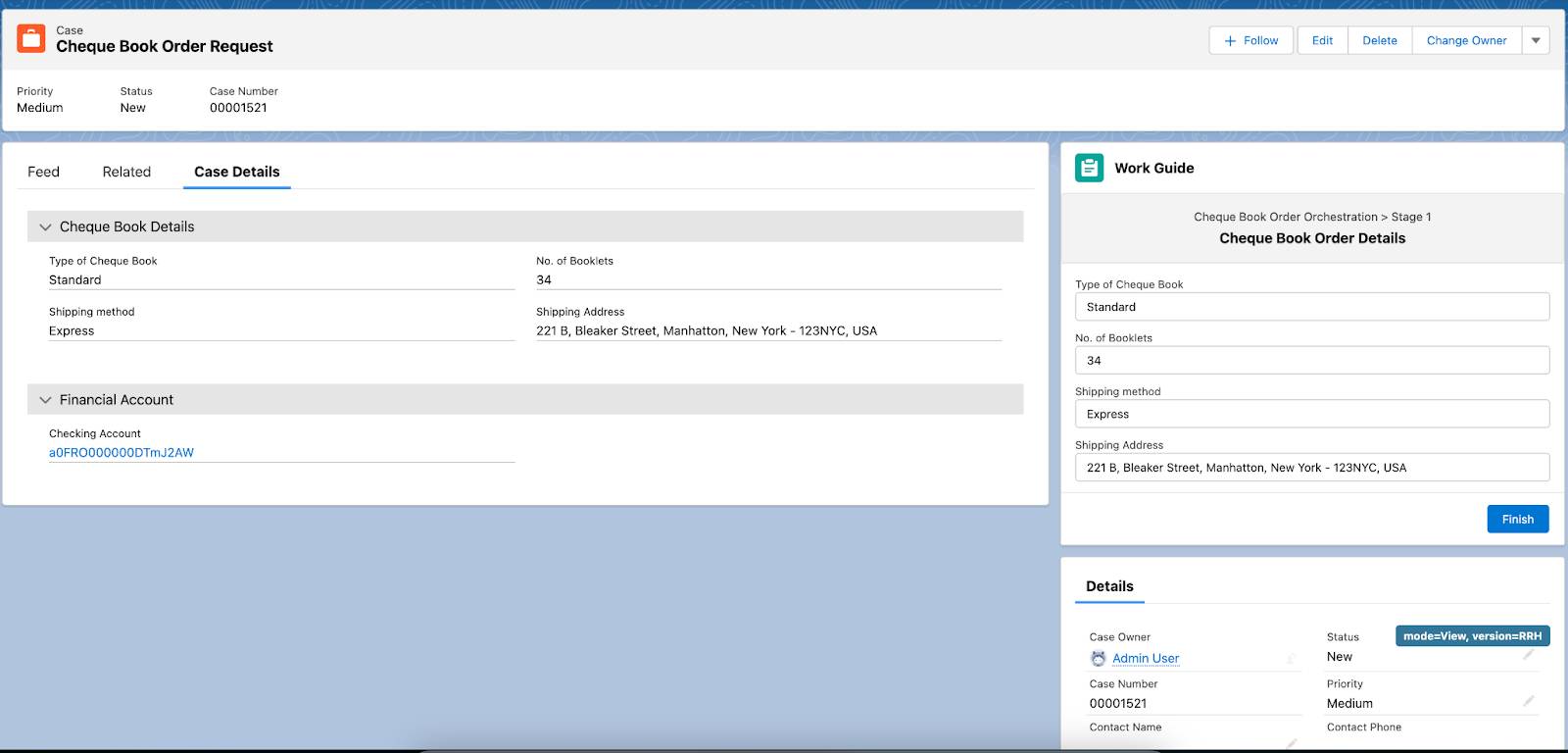 Verifying the information on the Case Details tab.