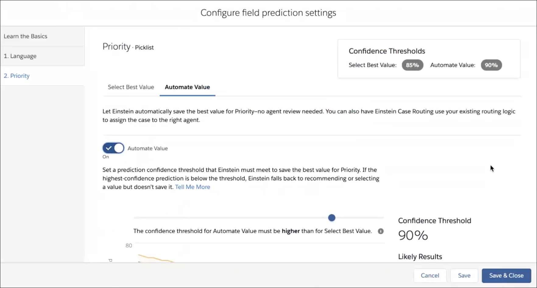 Automate Value setting with prediction confidence graph