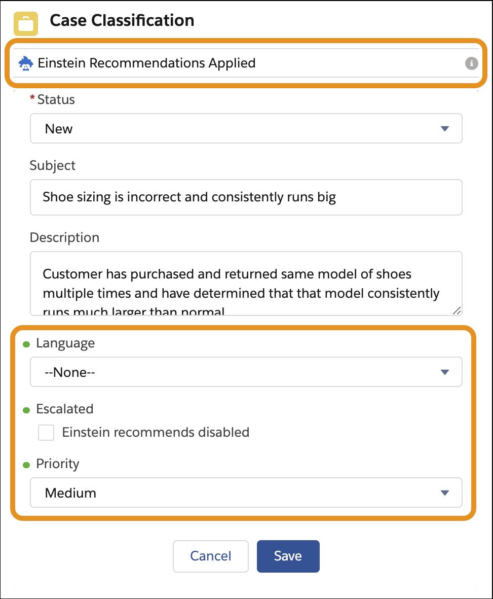 Component with Einstein recommendations applied