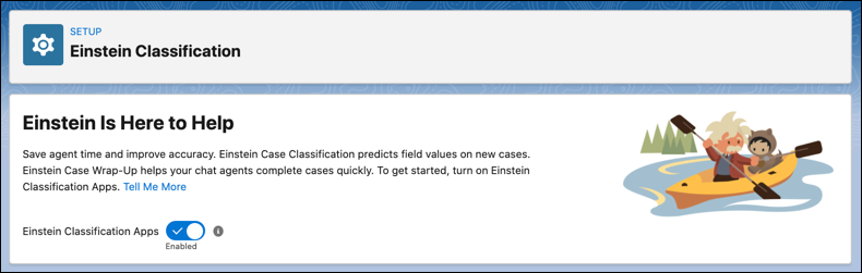 [設定] での Einstein 分類アプリケーションの有効化。