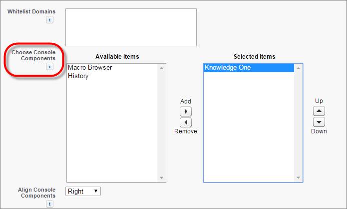 A screenshot of the Choose Console Components field on a console's edit page