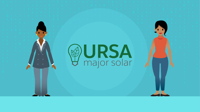 Sita and Maria standing alongside the Ursa Major Solar logo.