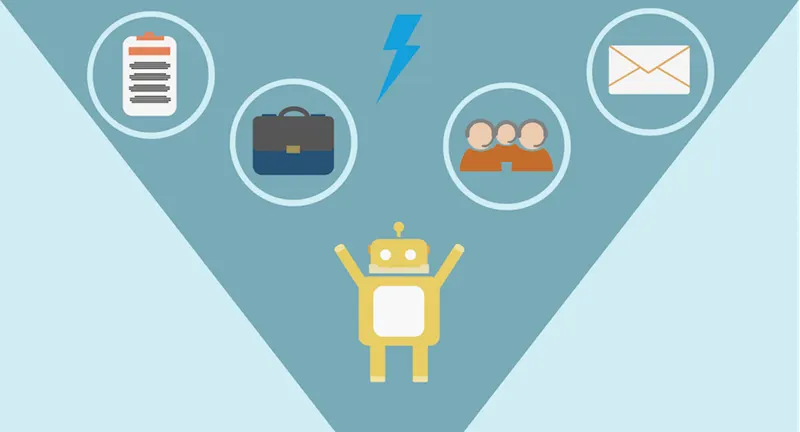 Gráfico de un robot automatizando procesos de casos.