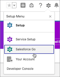 Menu Setup (Imposta) in cui è visualizzato Salesforce Go.