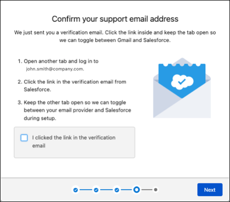 Die Anweisungen zur E-Mail-Überprüfung auf der Seite für die E-Mail-Einrichtung