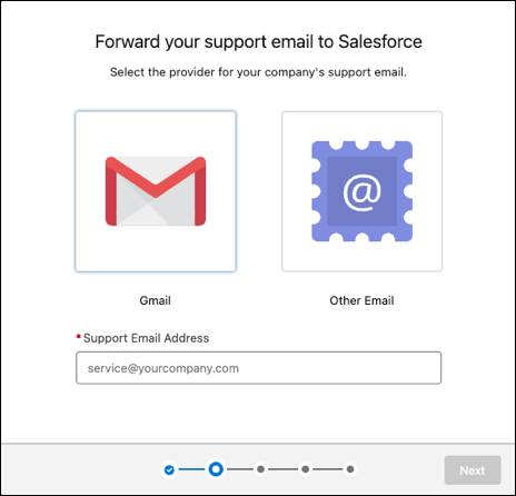 Indirizzo email compilato nel prompt di impostazione dell’email.