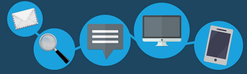 A graphic of various service channels for customers.