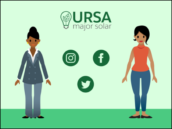 Sita and Maria standing alongside the Ursa Major Solar logo.