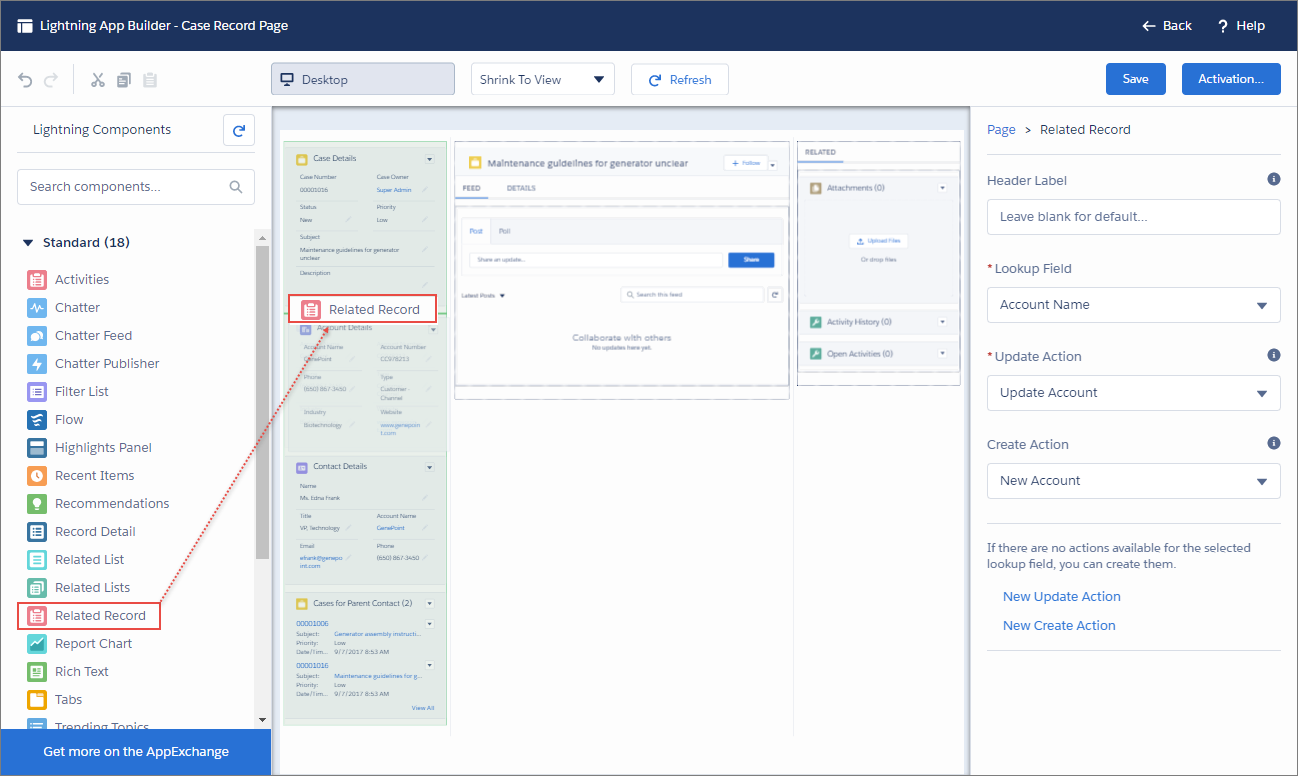 salesforce lightning app builder related record component salesforce lightning app builder related record component
