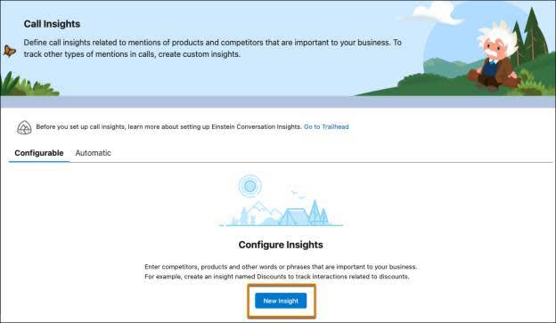 Call Insights setup with New Insight highlighted.