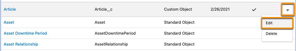 Edit command for custom object