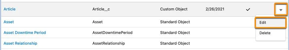 Edit command for custom object
